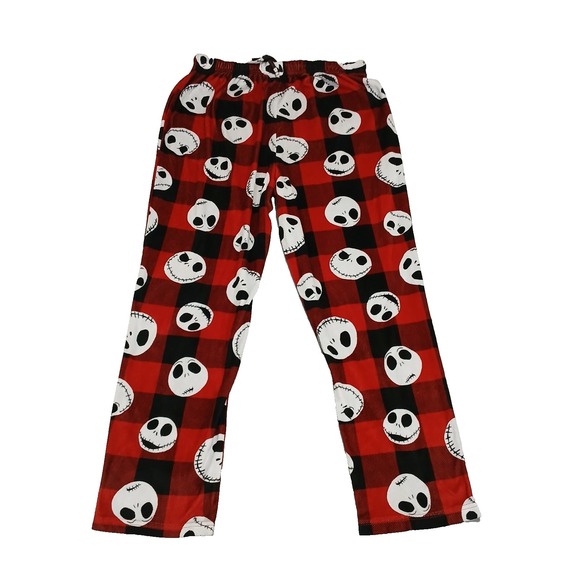 Disney Pajama Pants Men Size L Red Fleece Nightmare Before Christmas Loungewear - Picture 2 of 8